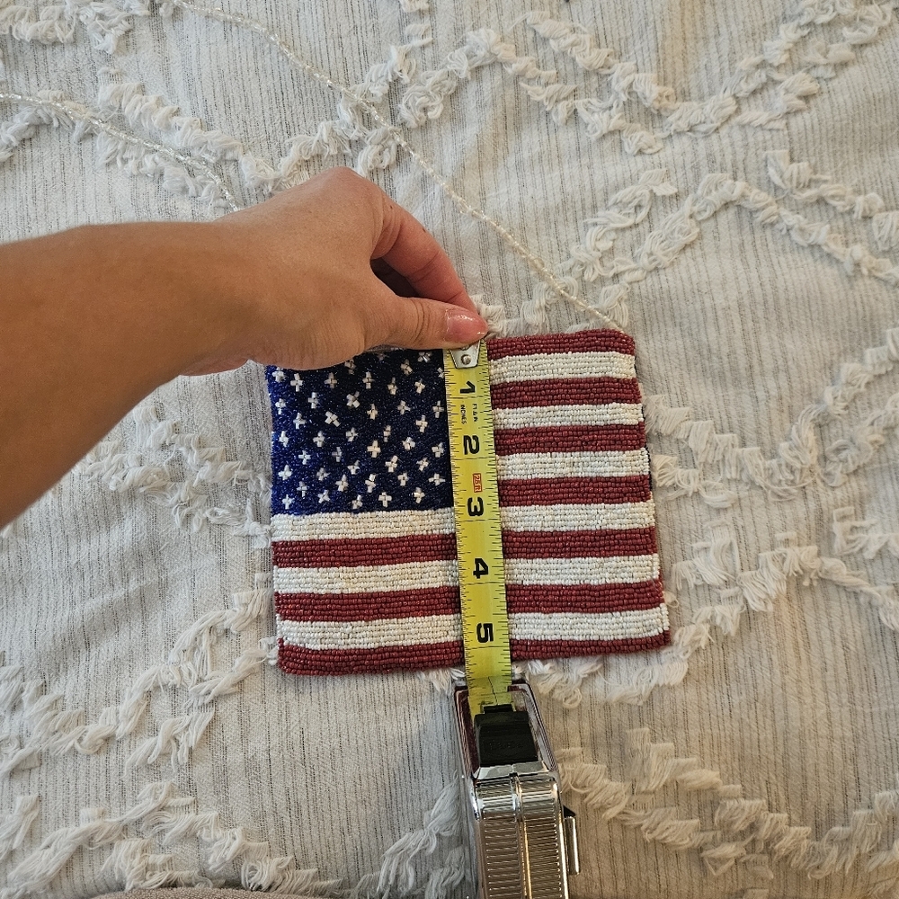 Vintage Moyna Beaded American Flag Purse - Picture 7 of 9
